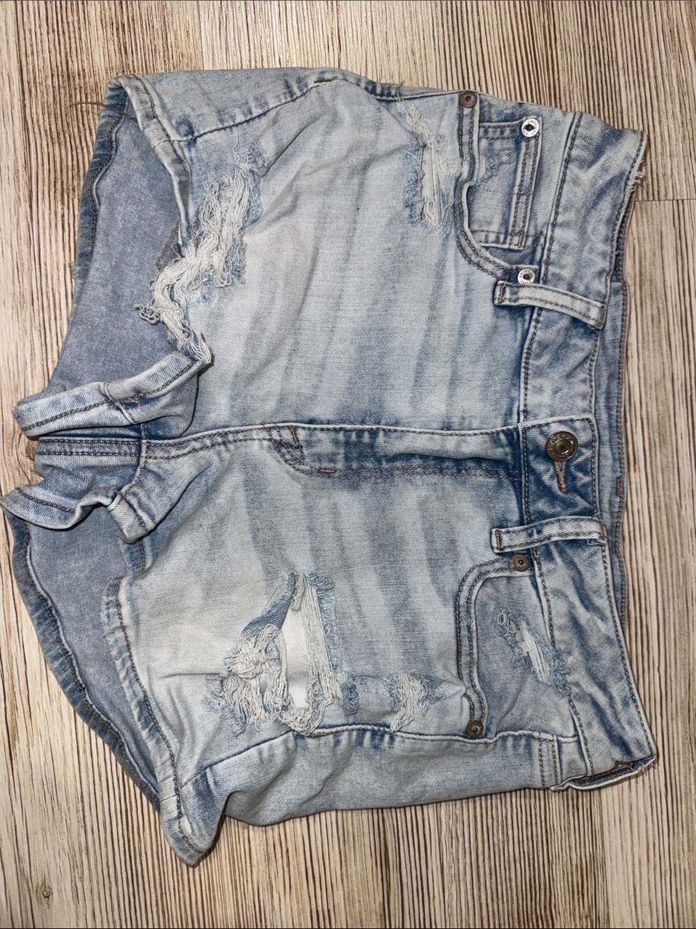 American Eagle Outfitters Light Wash Distressed Denim Shorts